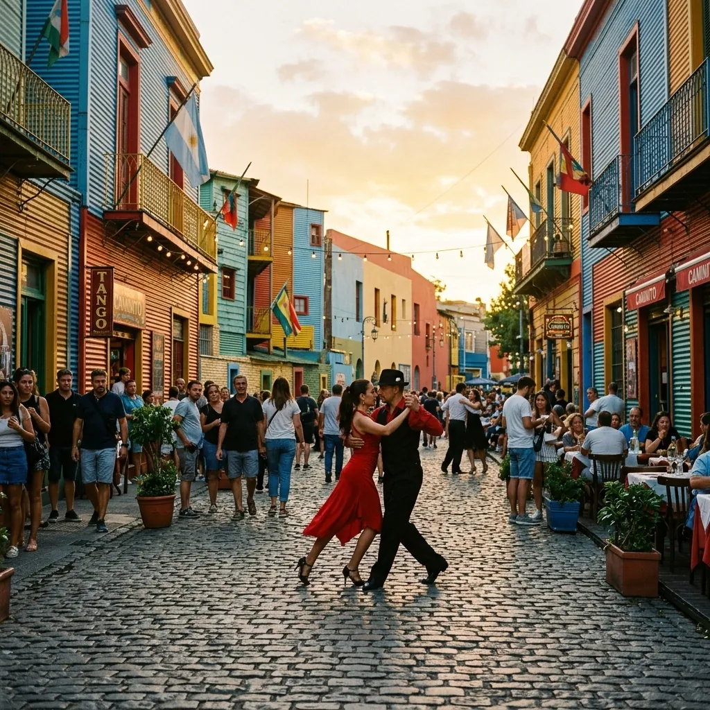 Espectáculo de tango en Caminito, Buenos Aires